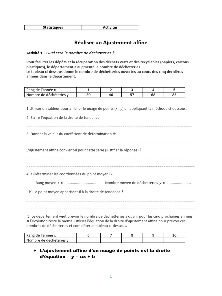 Ajustement affine et prévisions statistiques | PDF | Ajustement affine