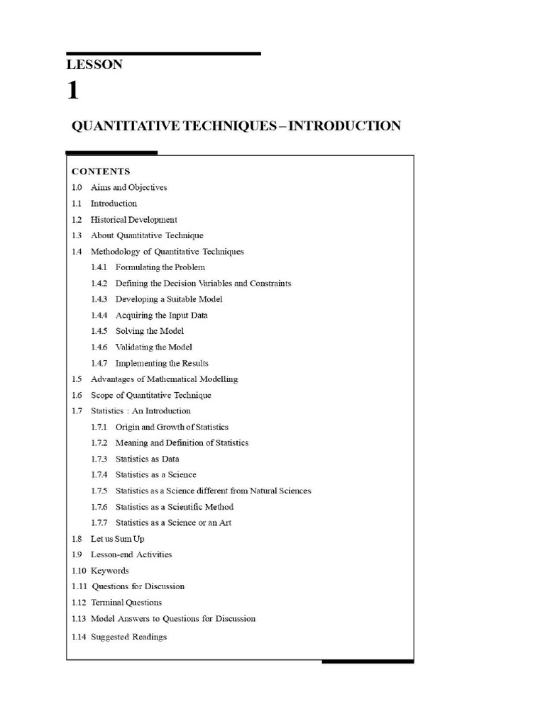 Quantitative Technique Unit 1 Topic - Introduction To Statistics | PDF