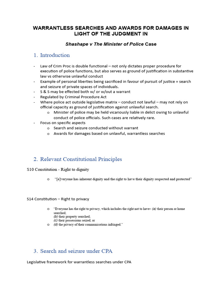 DC VD Linde - Warantless Searches | Download Free PDF | Search Warrant ...