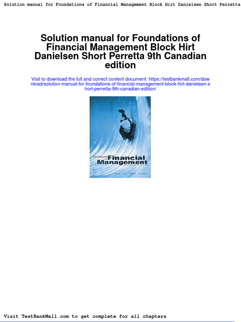 Full Solution Manual For Foundations of Financial Management Block Hirt ...