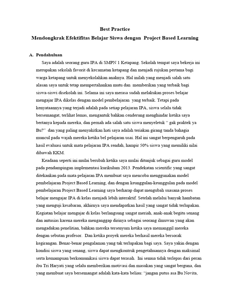 Efektivitas Project Based Learning IPA | PDF