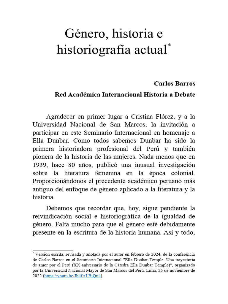 Género, Historia e Historiografía PDF Feminismo Estudios de género