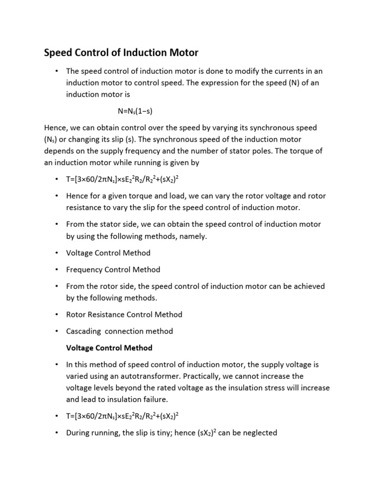 Speed Control of Induction Motor | Download Free PDF | Electric Motor