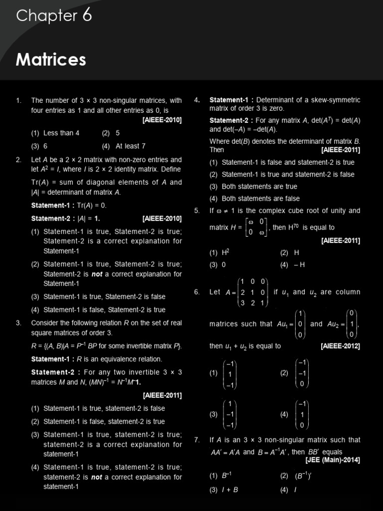 Matrices | PDF | Matrix (Mathematics) | Determinant