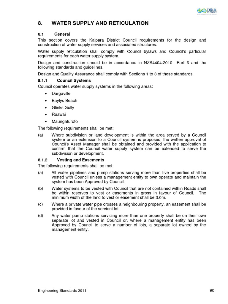 Water Supply Reticulation Standards | PDF | Pipe (Fluid Conveyance) | Valve