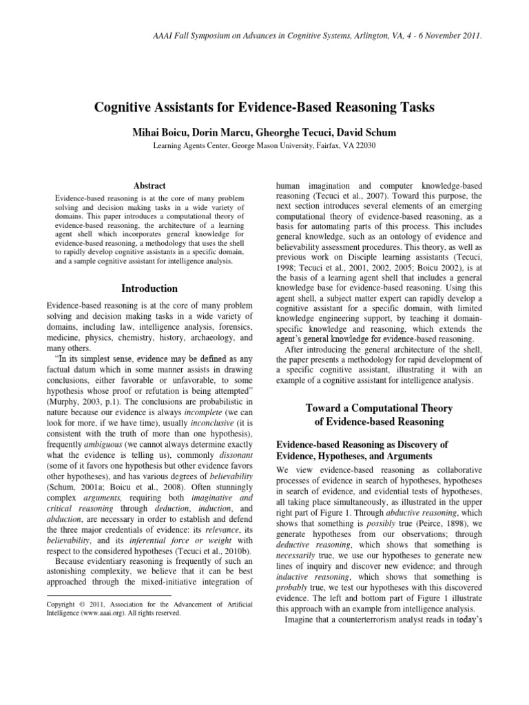 Cognitive Assistants For Evidence Based | PDF | Evidence | Hypothesis