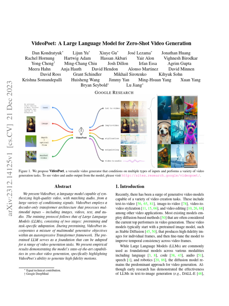 VideoPoet: Zero-Shot Video Generation Model | PDF | Video | Computing