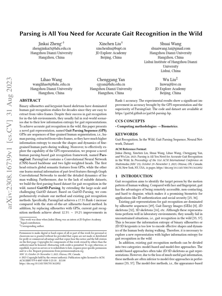 Parsing Is All You Need For Accurate Gait Recognition in The Wild | PDF ...