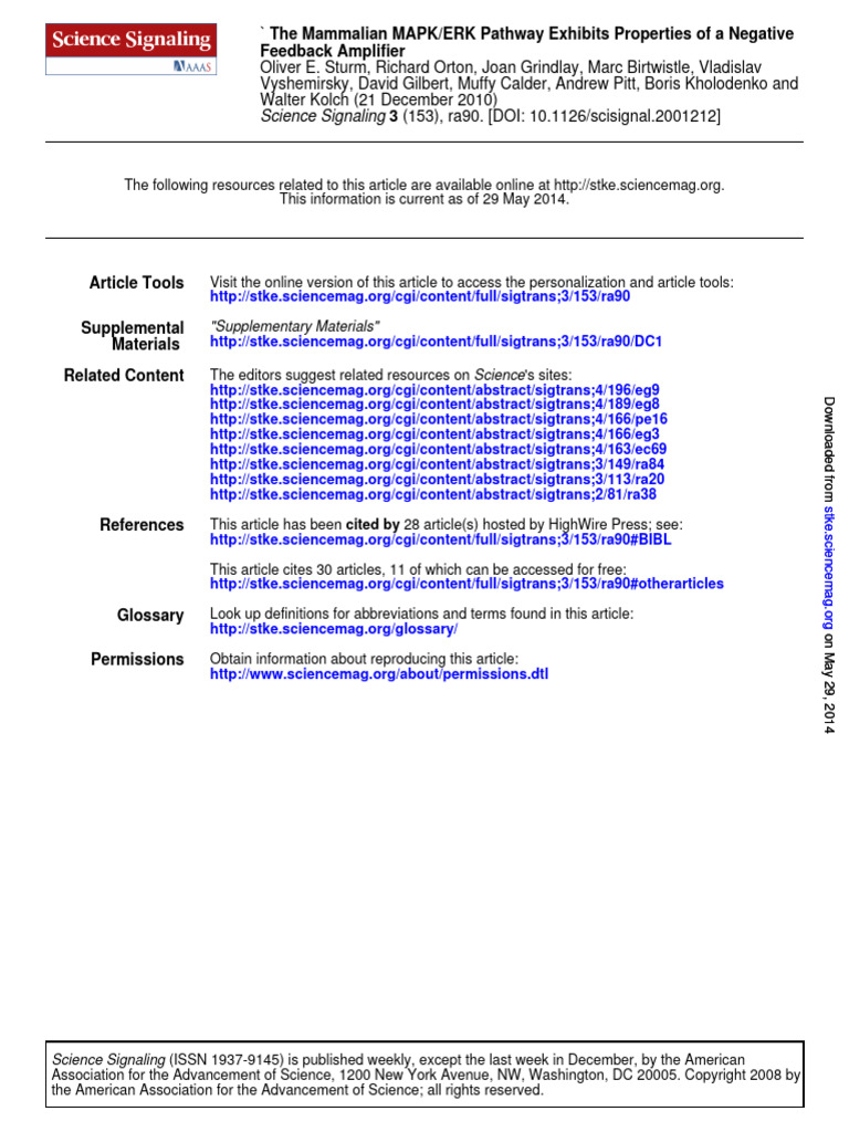 Sturm 2010 The Mammalian MAPK-ERK Pathway Exhibits Properties of A ...