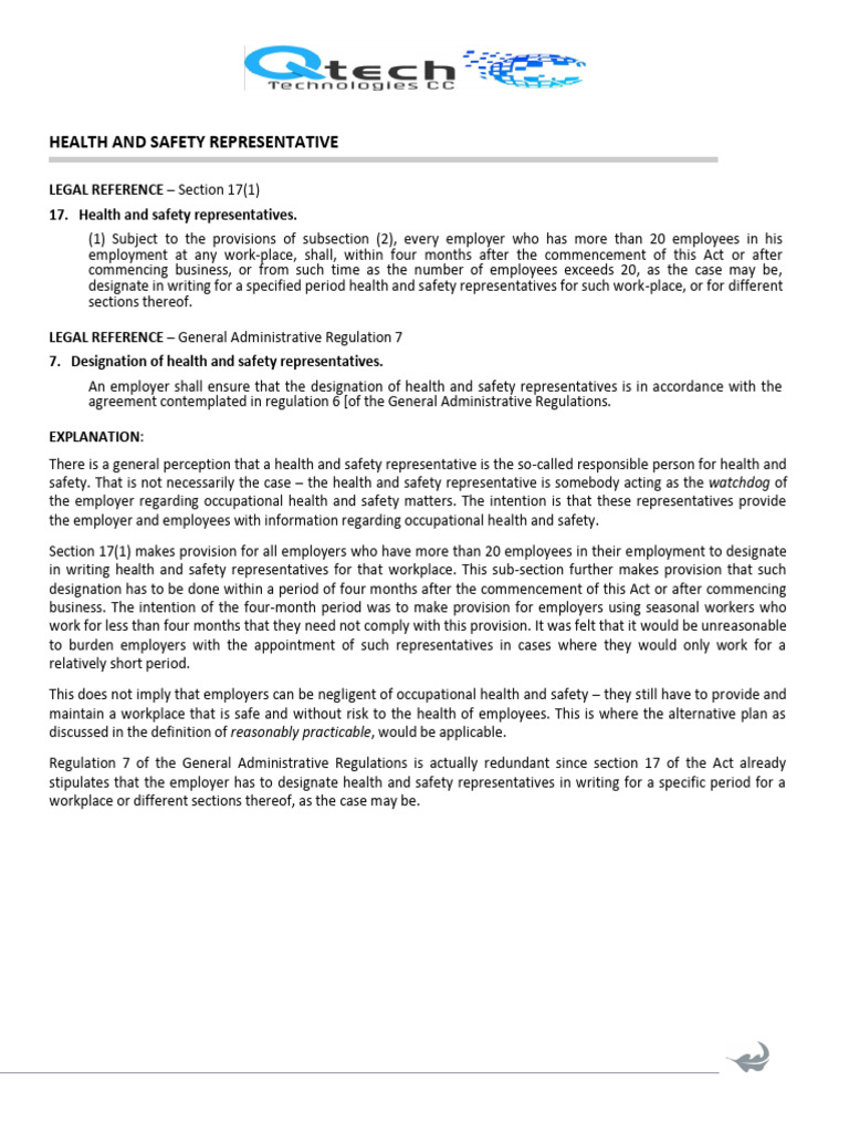 Health and Safety Representative Appointment | PDF | Occupational ...
