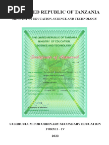 Curriculum For o Level F 1 - 4