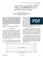 Analysis of Omega-3 Fatty Acids Found in Three Selected Fish Species in NIOMR Fish Farm, Buguma, Rivers State, Nigeria