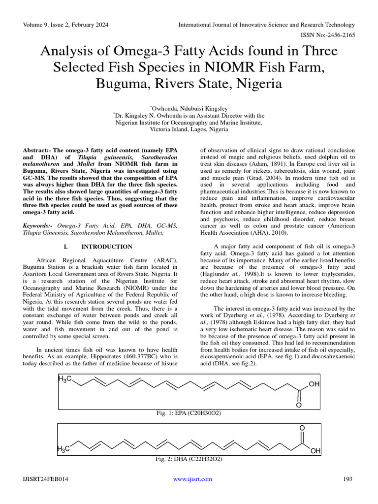 Omega-3 Fatty Acids in Nigerian Fish | PDF | Omega 3 Fatty Acid | Fish Oil