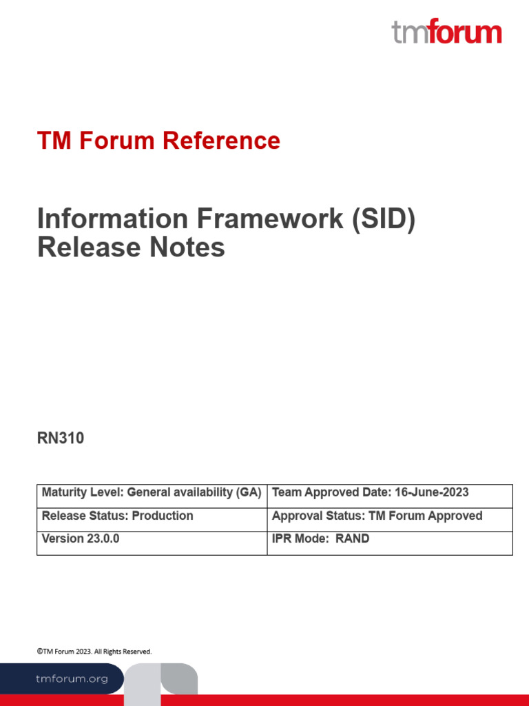 RN310 Information Framework Release Notes v23.0 | PDF | Intellectual ...