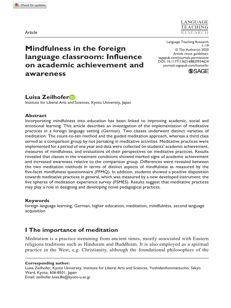 Mindfulness Impact on Language Learning | PDF | Mindfulness | Second ...