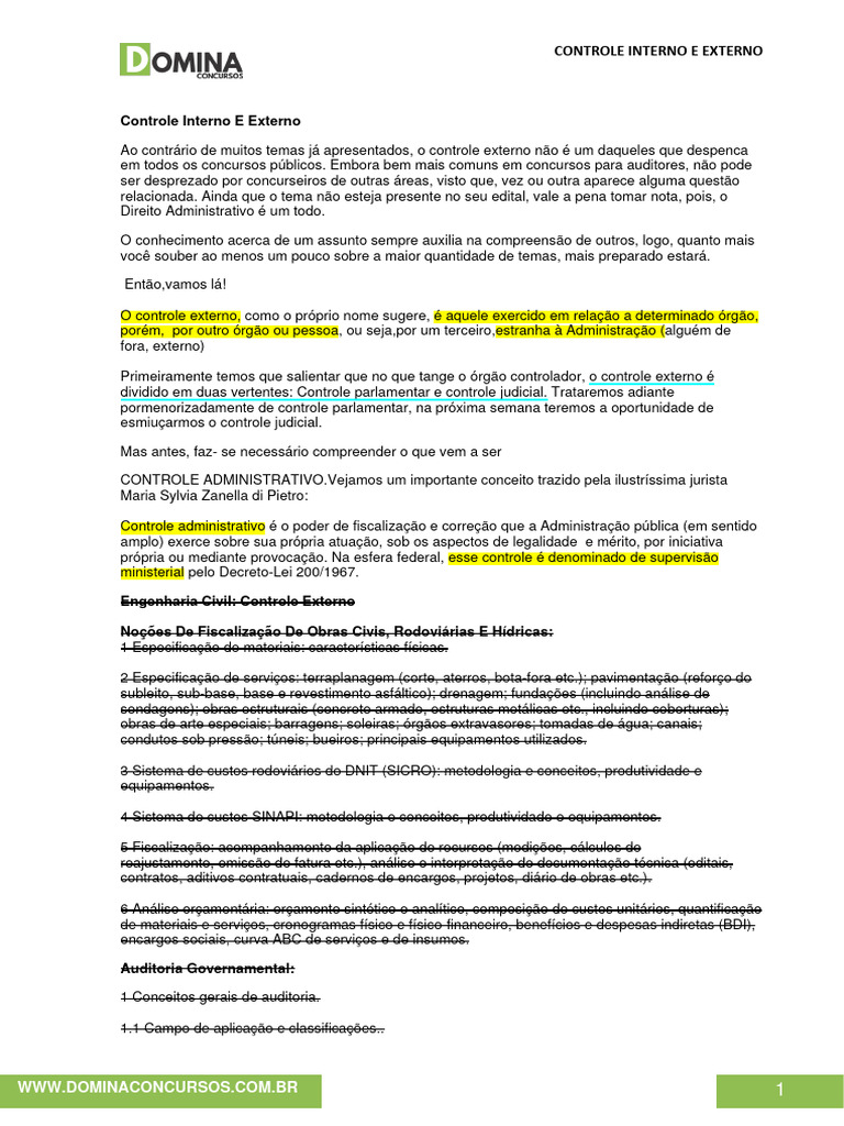 Controle Interno e Externo na Administração | PDF | Orçamento ...