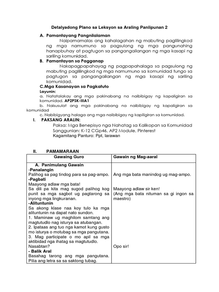 Final DLP Sa Leksyon Sa Araling Panlipunan 2 | PDF