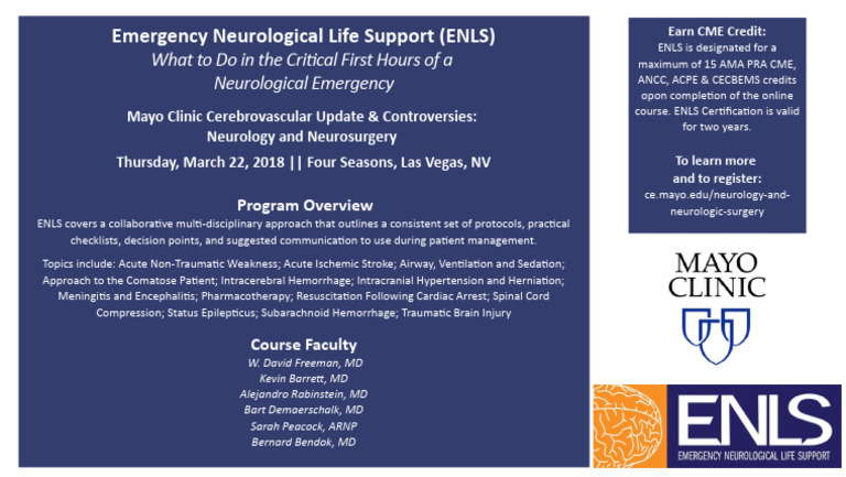 ENLS Certification Course Overview | PDF | Neurosurgery | Diseases And ...