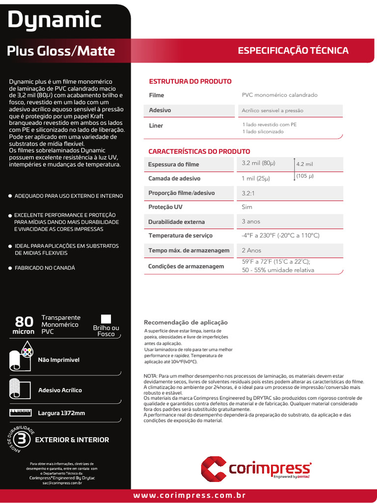 Filme PVC Dynamic Plus: Especificações Técnicas | PDF | Cloreto de ...