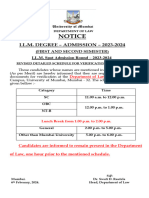 NOTICE LL.M - Admission 2023 24 Revised Detailed Schedule For Documents of Verification
