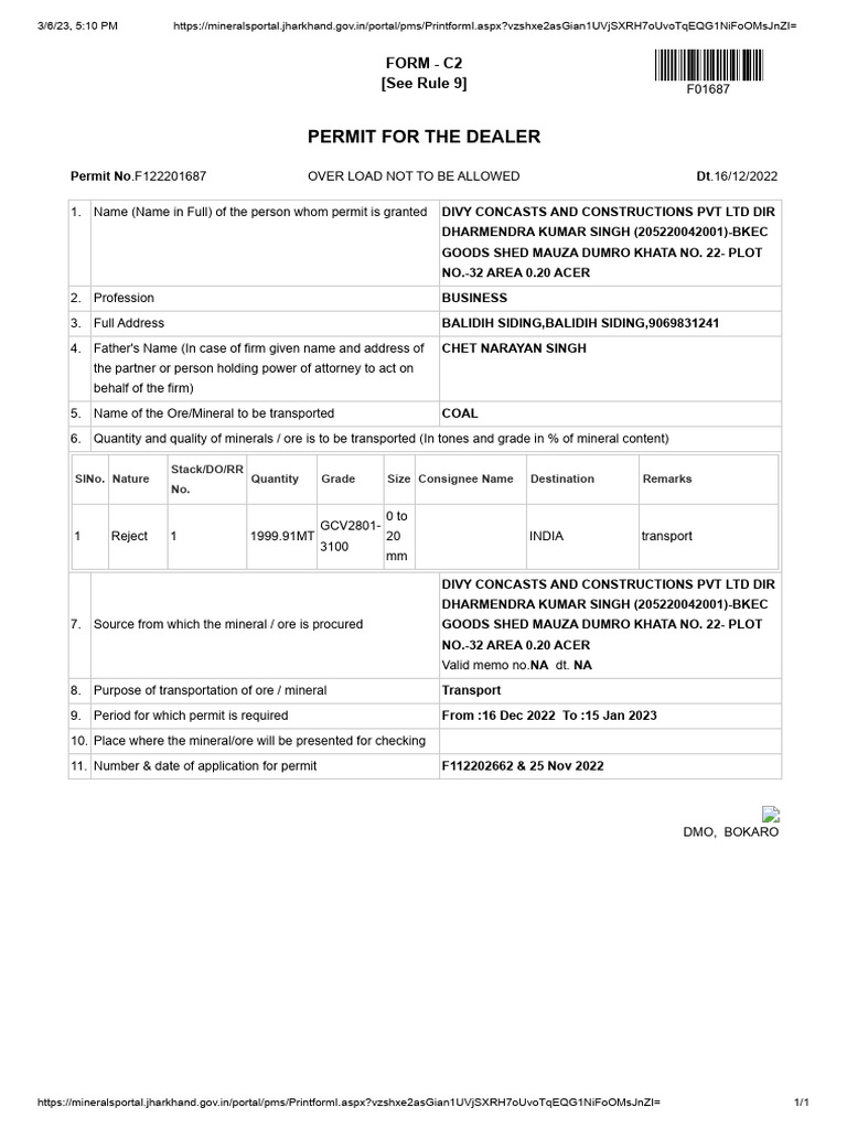 1997 Permit | PDF | Minerals | Mining