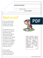 Quem Sou Eu, para Casa Quantidade Dos Alunos