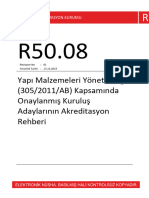 Yapı Malzemeleri Yönetmeliği (305/2011/AB) Kapsamında Onaylanmış Kuruluş Adaylarının Akreditasyon Rehberi