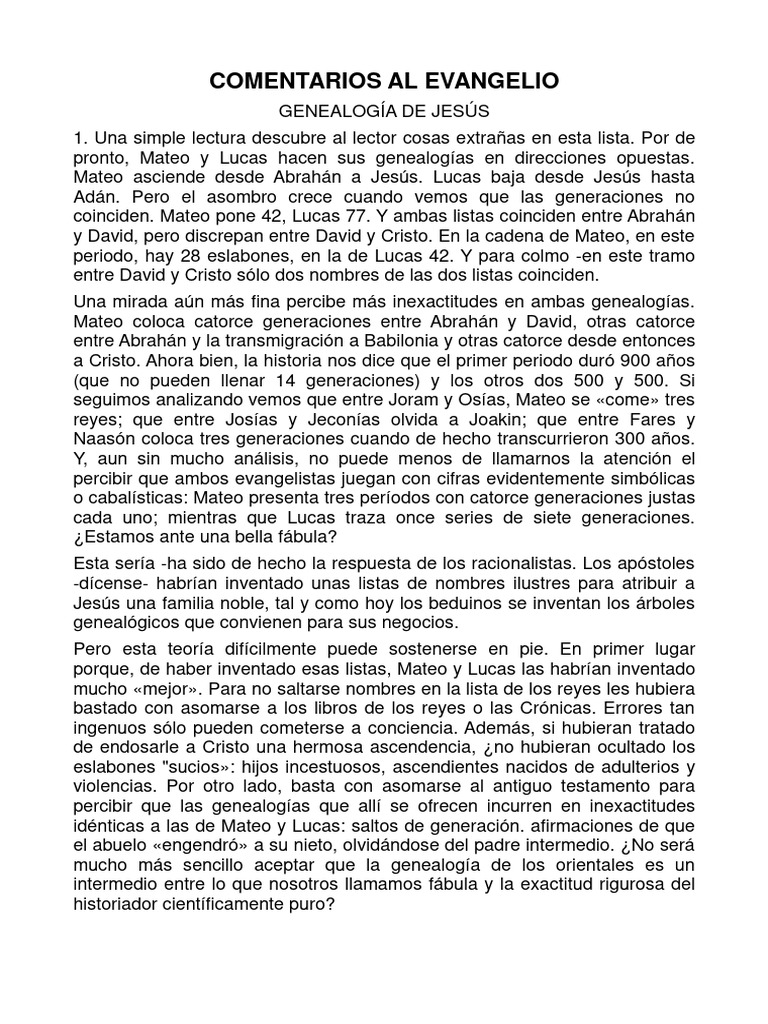 Genealogía De Jesús Pdf Jesús Evangelio De Mateo