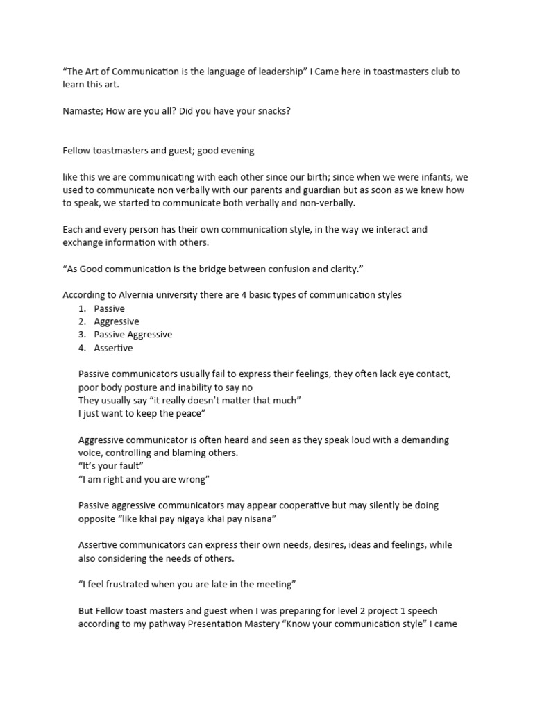 Understanding Communication Styles in Toastmasters | PDF | Tooth ...