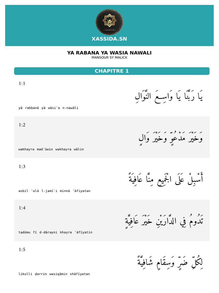 Ya Rabana Ya Wasia Nawali | PDF