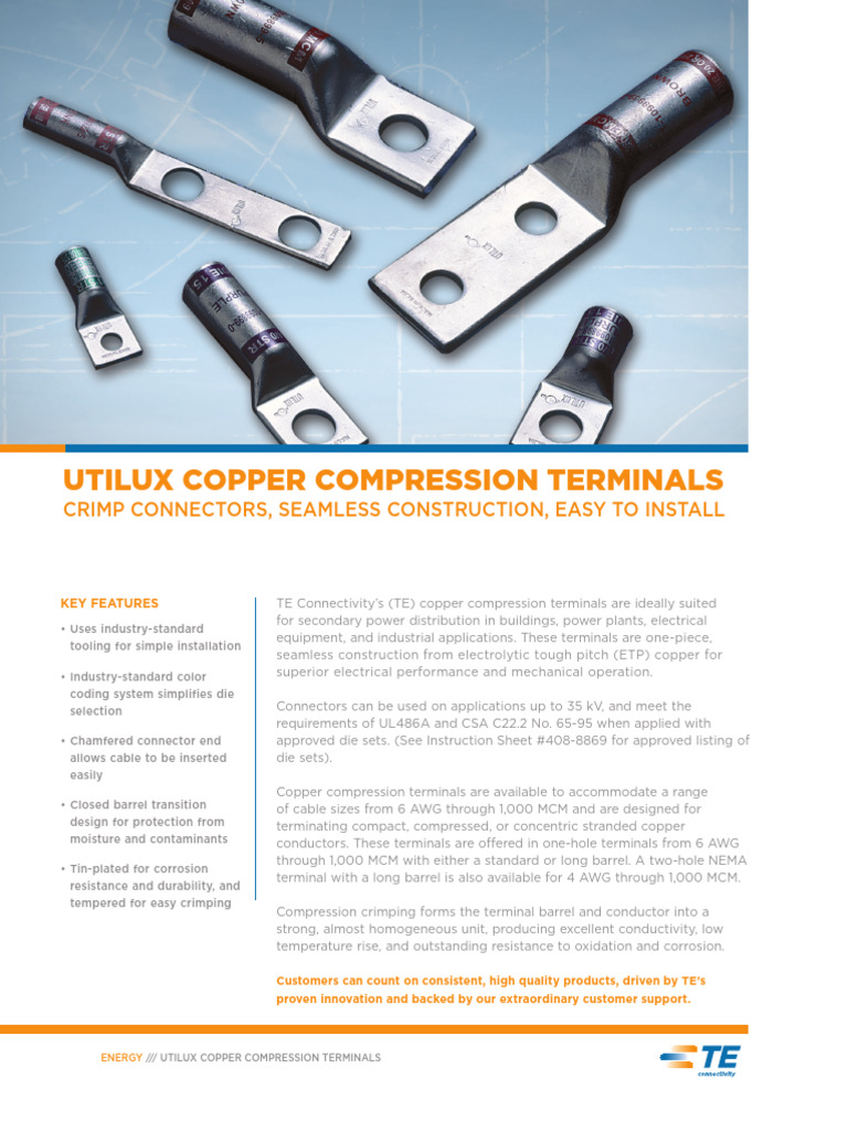 Utilux Copper Compression Terminals | PDF | Electrical Connector ...
