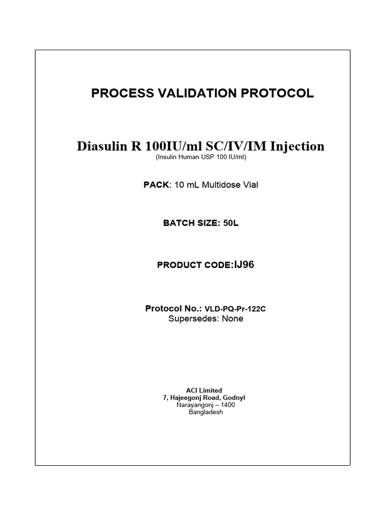 Diasulin R Process Validation Protocol | PDF | Sodium | Ph