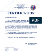 Barangay Certification Electrical Connection (Cotelco)