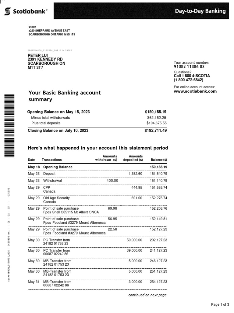 Bank Statement PDF Point Of Sale Banking Technology