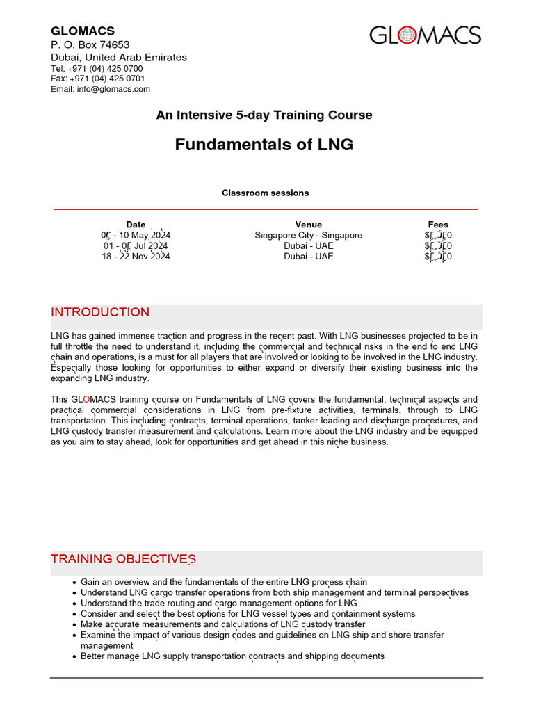 LNG Fundamentals Training Course 2024 | PDF | Liquefied Natural Gas ...