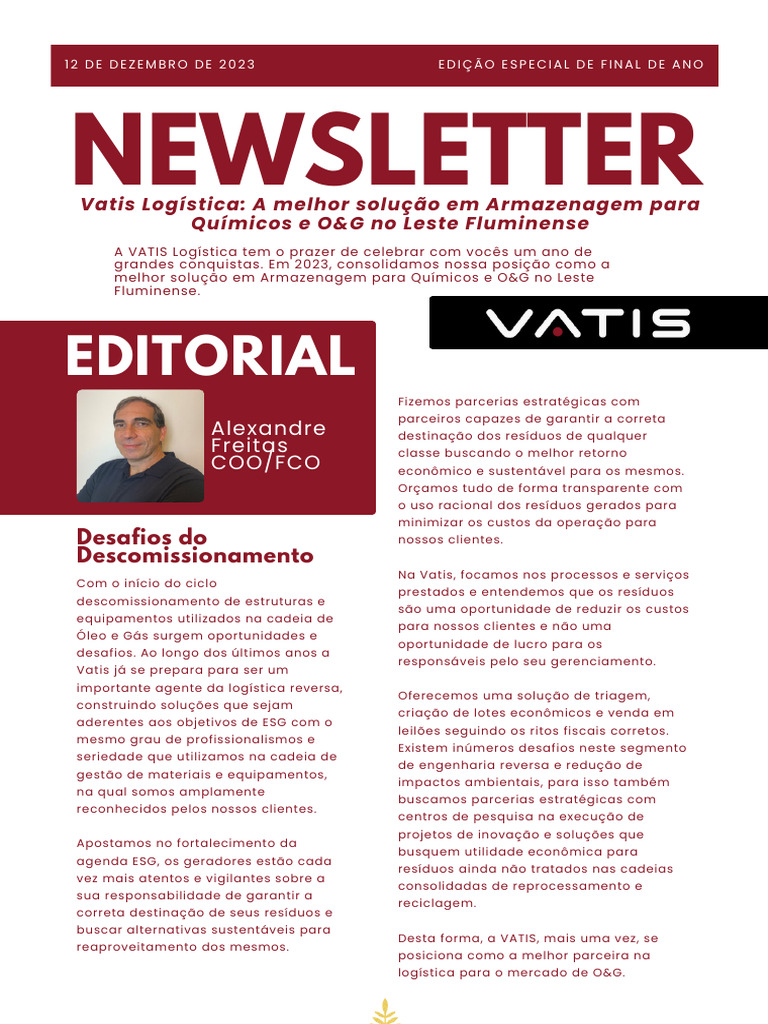 Newsletter Vatis Atualizada 0 3 Pdf Logística Desperdício