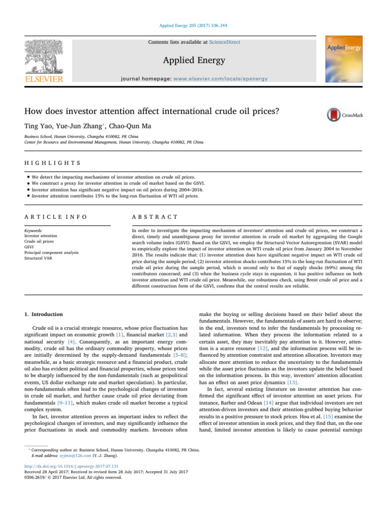 Investor Attention's Impact on Oil Prices | PDF | Price Of Oil ...