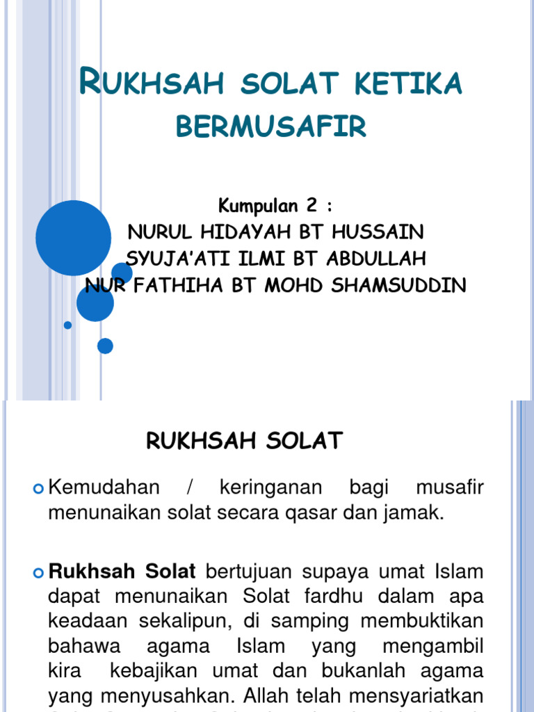 Rukhsah Solat Ketika Bermusafir | PDF