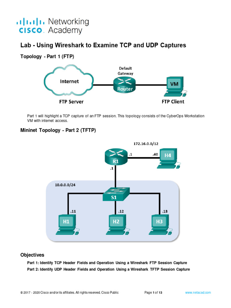 10.4.3 Lab - Using Wireshark To Examine TCP and Udp Captures | PDF ...