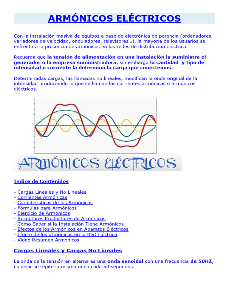Armónicos Eléctricos PDF Corriente eléctrica Armónico