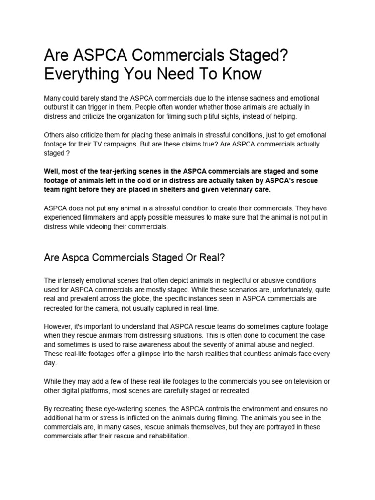 Are ASPCA Commercials Staged? PDF