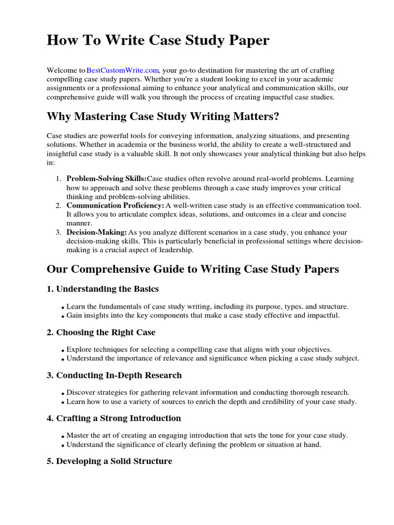 How To Write Case Study Paper | Download Free PDF | Communication ...