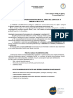 Planificación Terapéutica Fonoaudiologica en El Area Del Lenguaje y Habla en Adultos