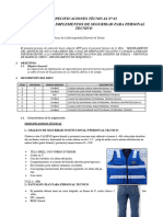 Especificaciones Técnicas Epp Alto Otora DTR