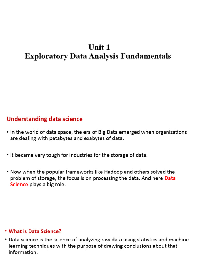 Unit 1 - Exploratory Data Analysis Fundamentals | PDF | Data Analysis ...