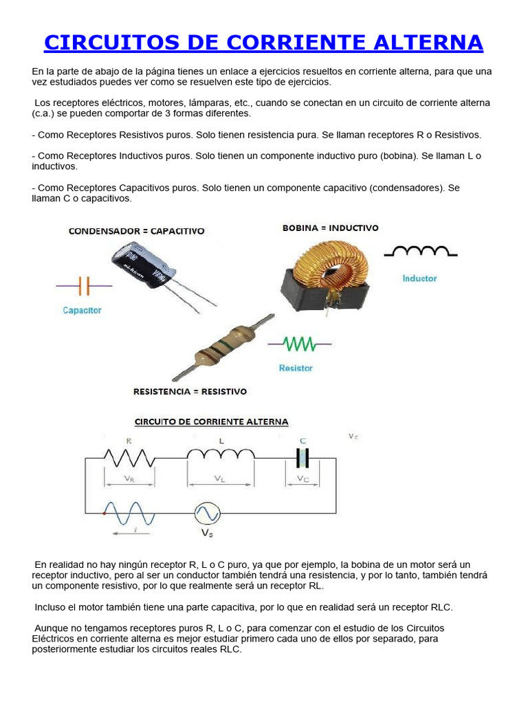 Circuitos RLC en Corriente Alterna | PDF | Energia electrica ...