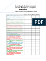 Escala de Avaliação de Transtornos de Comportamento Disruptivos para Pais e Professores