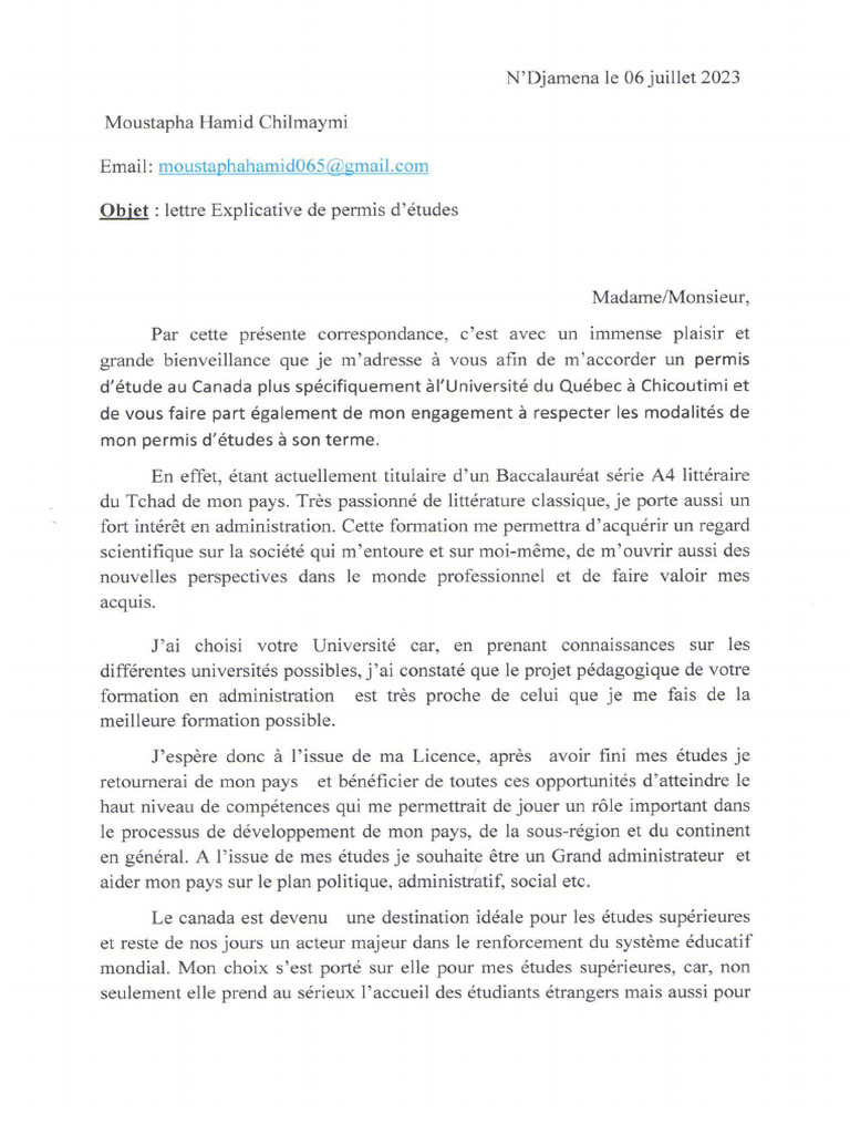 Lettre Explicative Moustapha Pdf