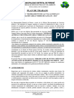 Plan de Trabajo de "Mejoramiento de Las Vias Alternas y Recuperación Áreas Verdes de Sangani - 2024"