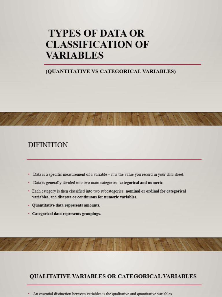Types of Data or Classification of Variables 1 | PDF | Level Of ...